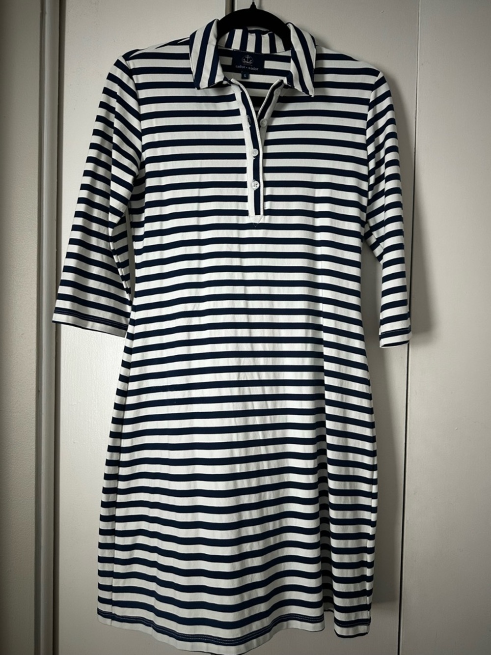 Sailor Sailor Navy and White Striped Dress